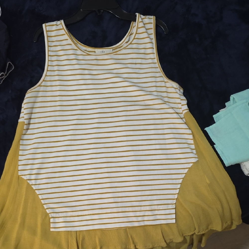 Love Yellow and White Striped Tank Top